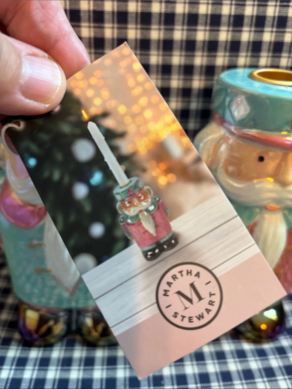 Martha Stewart Pastel Nutcracker Ceramic Candle Holders – Mint & Pink